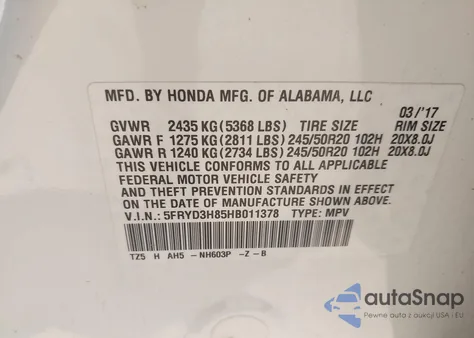 2017 Acura Mdx Advance Package из США, поврежденный, VIN 5FRYD3H85HB011378